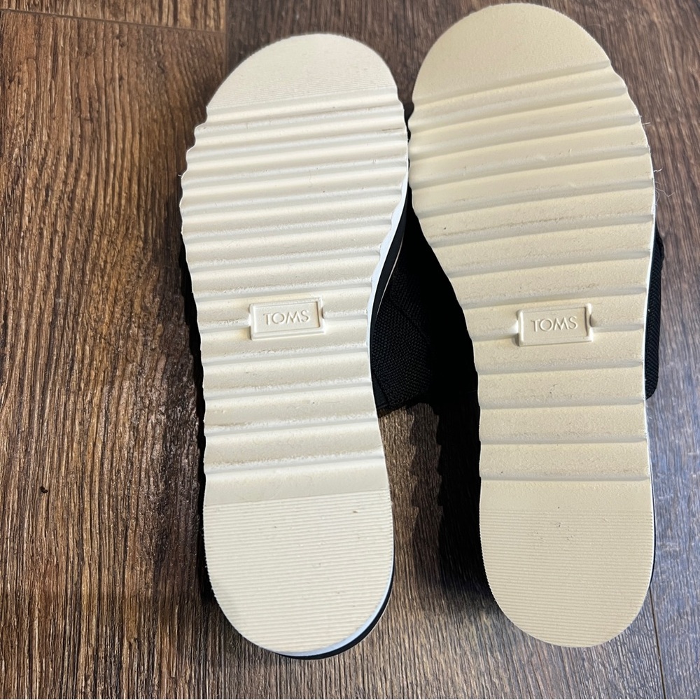 Toms Diana Womens Black Canvas Platform OrthoLite Slides Sandals Size 8 - Picture 6 of 6